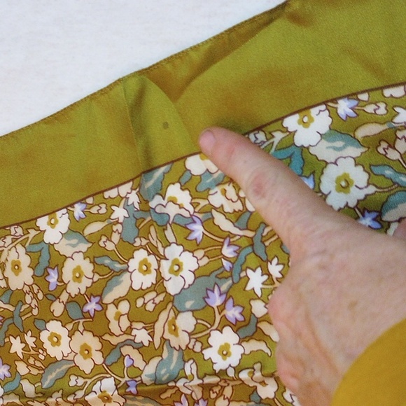 Liberty Floral Silk Scarf with Olive and White - Picture 5 of 5
